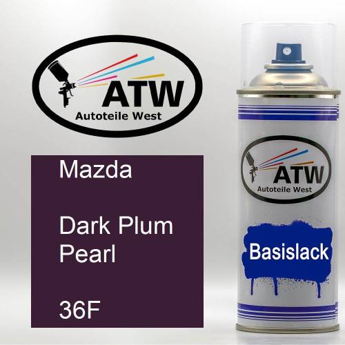 Mazda, Dark Plum Pearl, 36F: 400ml Sprühdose, von ATW Autoteile West.